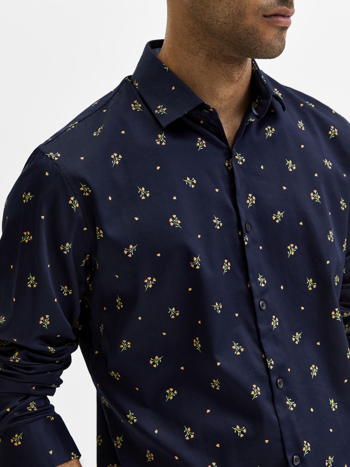 Blue Floral Full Sleevess Shirt