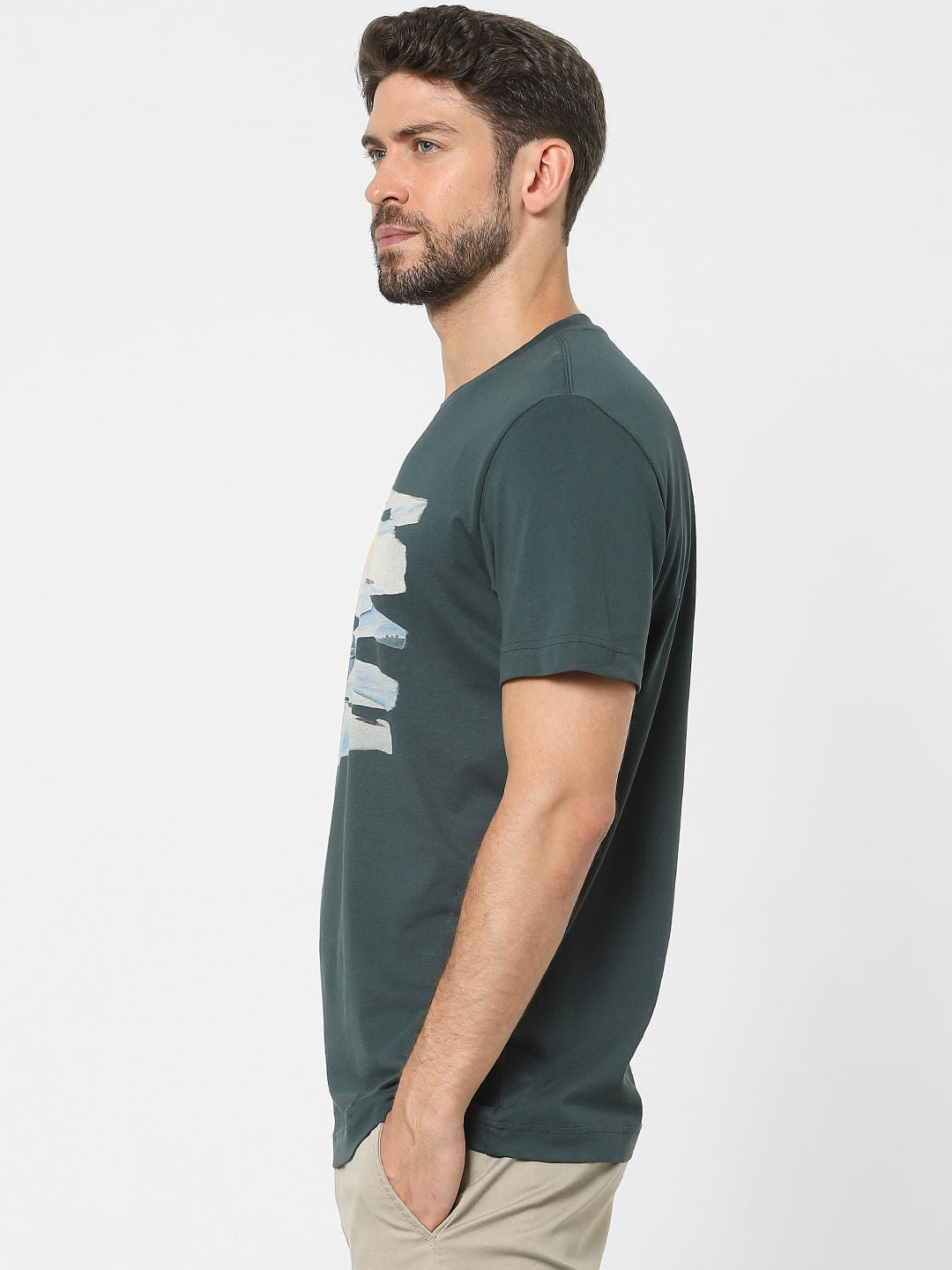 Green Graphic Print Crew Neck T-Shirt
