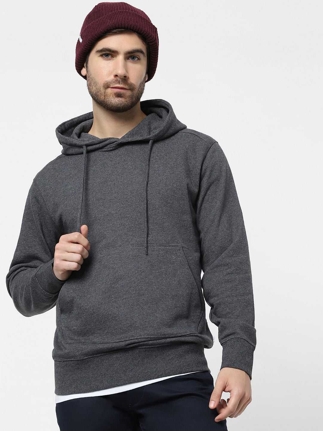 Grey Organic Cotton Hooded Sweatshirt