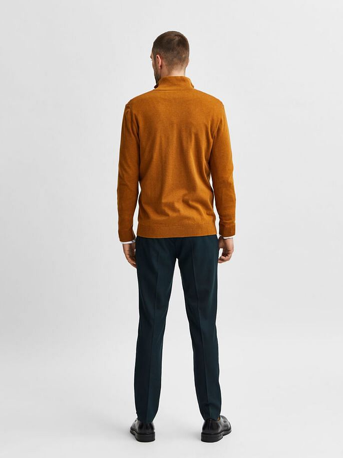 Brown Turtleneck Zip Up Cardigan