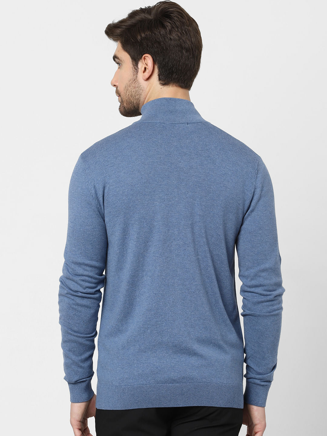 Blue Turtle Neck Zip Up Cardigan