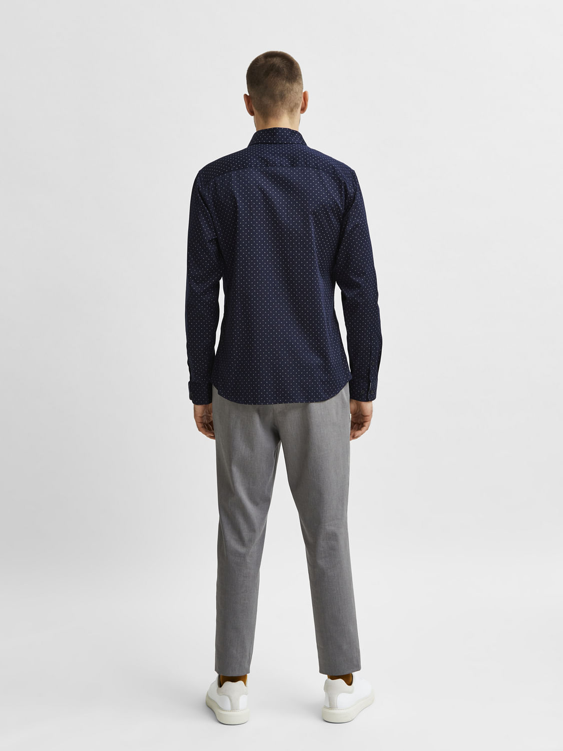 Navy Blue Printed Full Sleeves Shirt