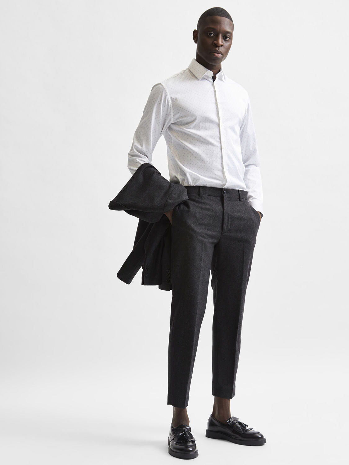 White Printed Full Sleeves Shirt