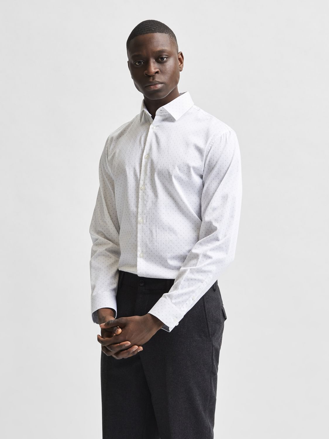 White Printed Full Sleeves Shirt