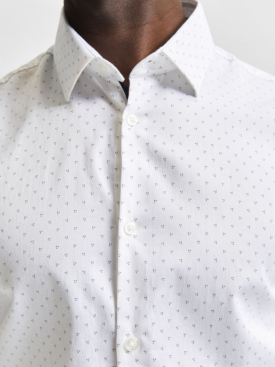 White Printed Full Sleeves Shirt