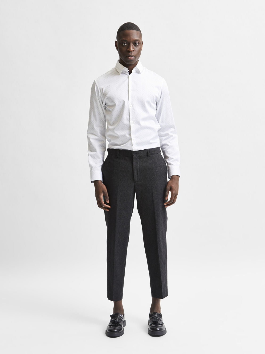 White Printed Full Sleeves Shirt