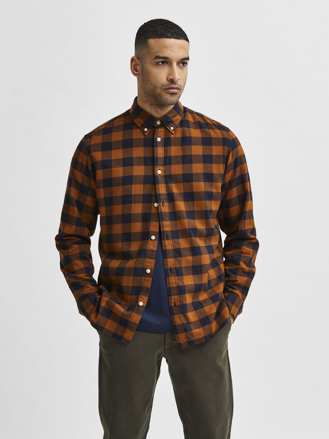 Brown Flannel Checked Full Sleeves Shirt