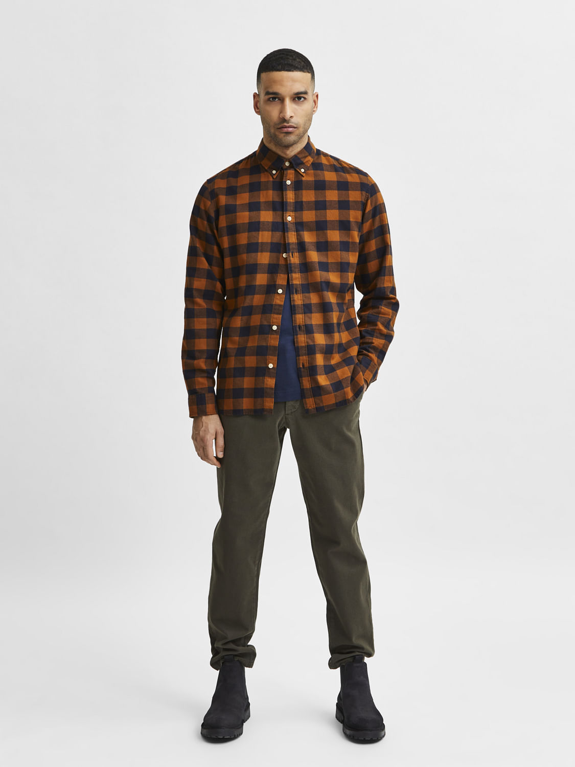Brown Flannel Checked Full Sleeves Shirt