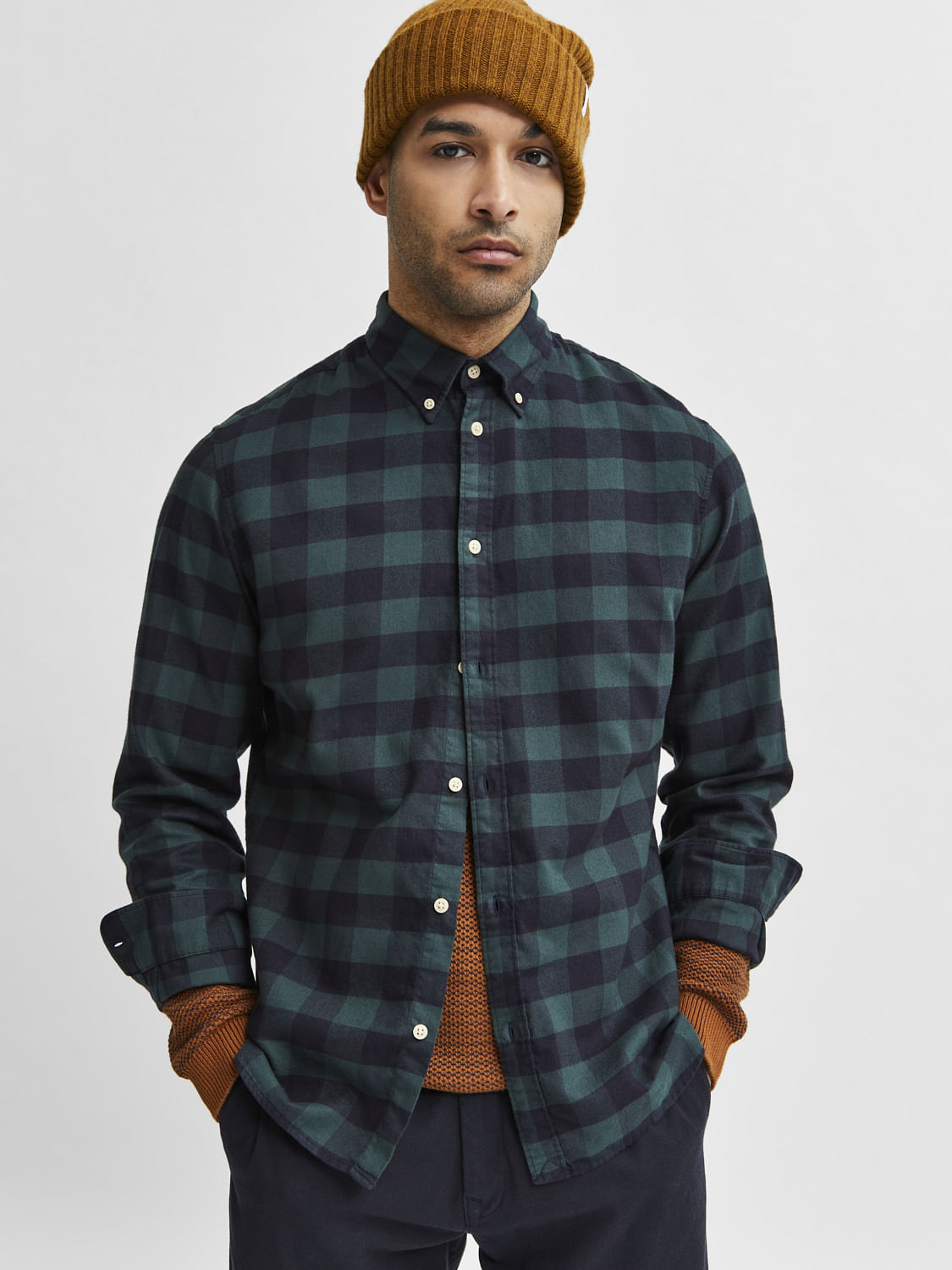 Green Flannel Checked Full Sleeves Shirt