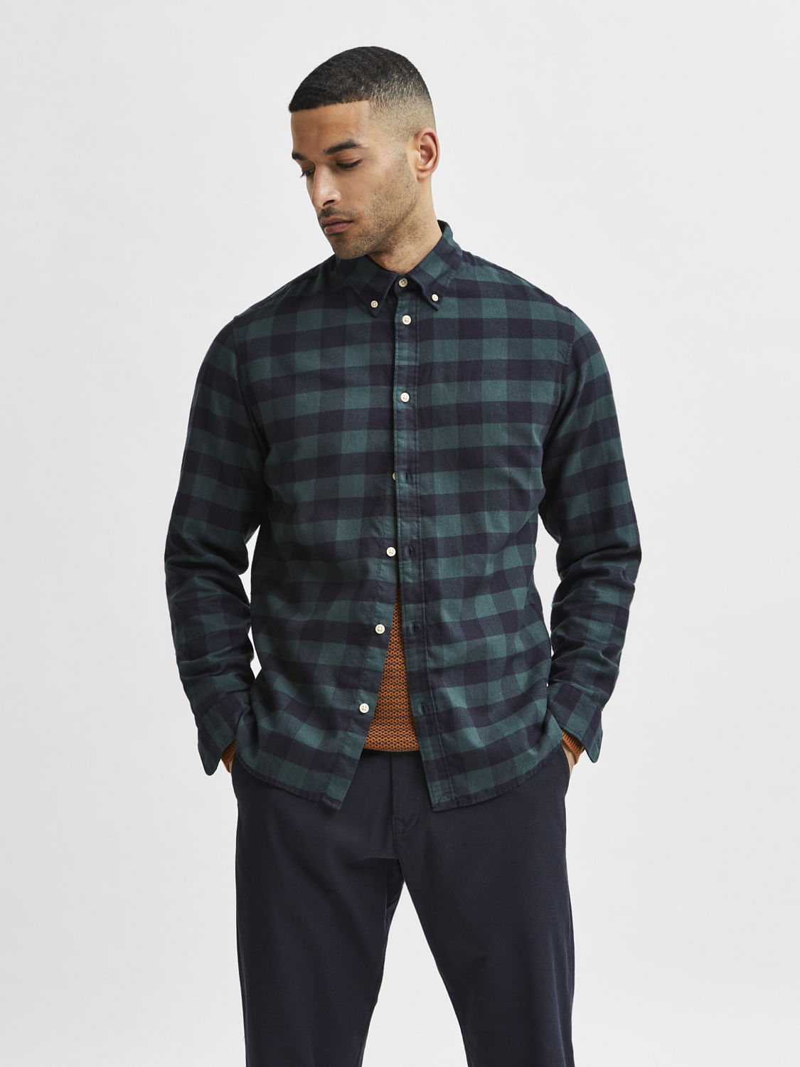 Green Flannel Checked Full Sleeves Shirt