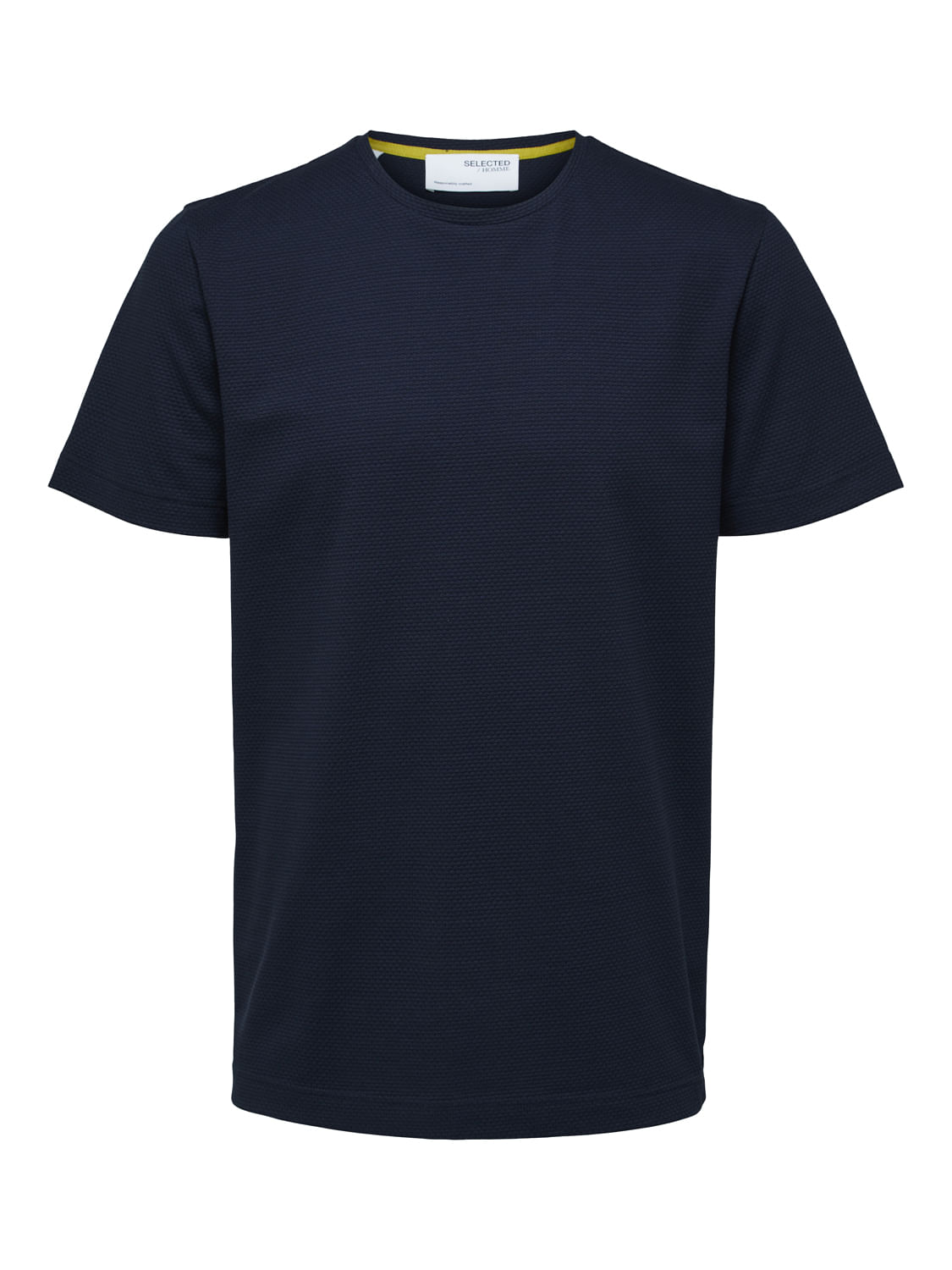Blue Self-Design Crew Neck T-Shirt