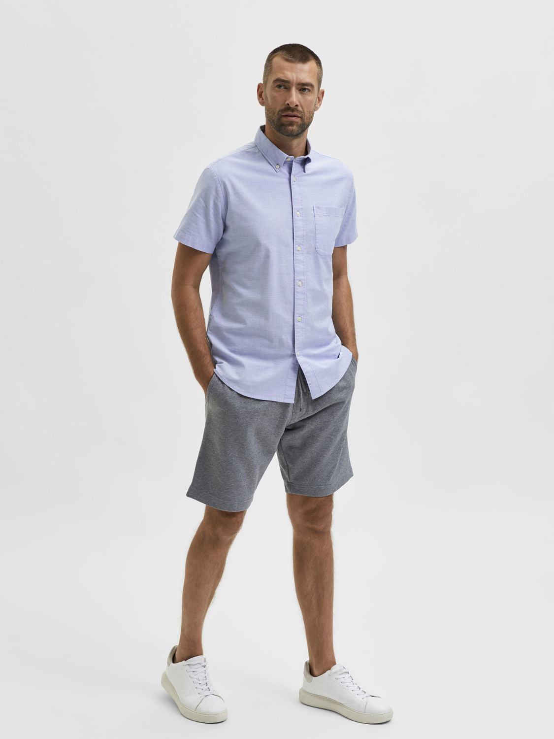 Blue Organic Cotton Half Sleeves Shirt