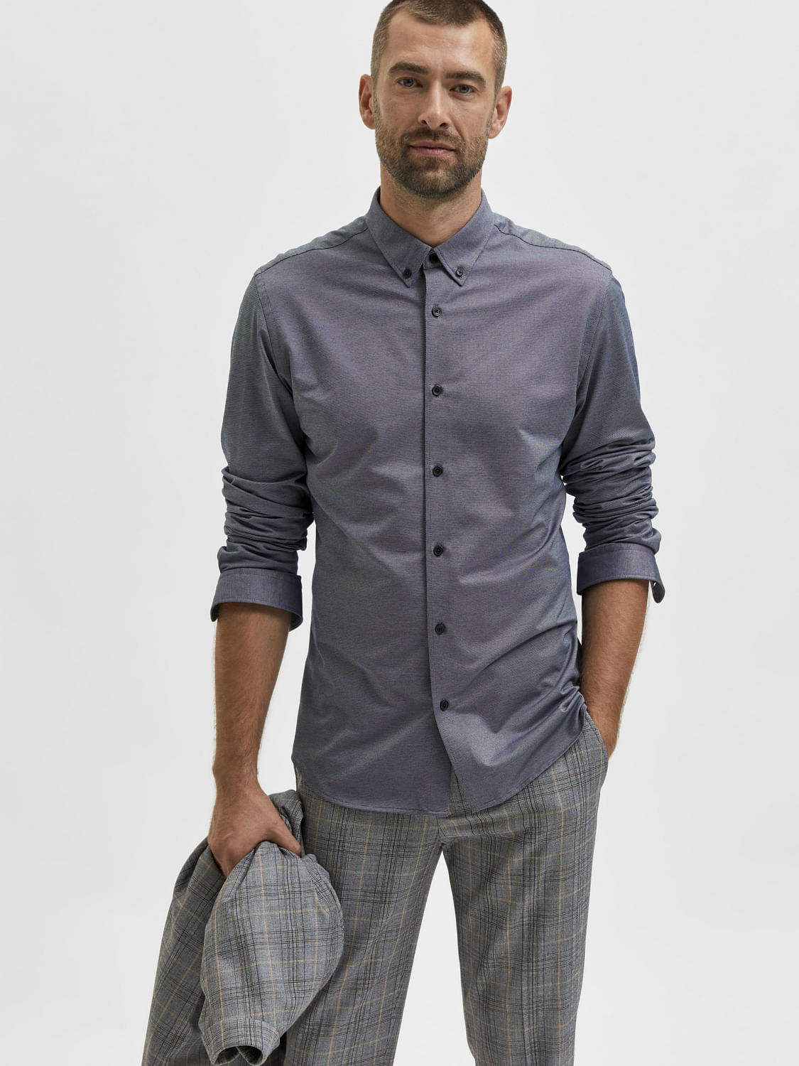 Blue Button Down Full Sleeves Shirt