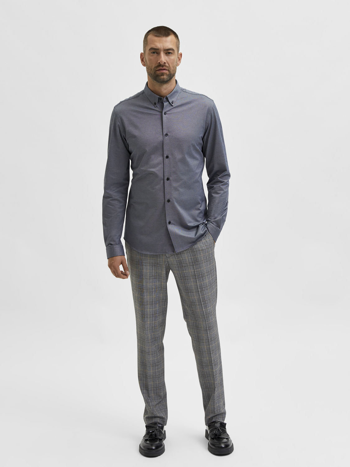 Blue Button Down Full Sleeves Shirt