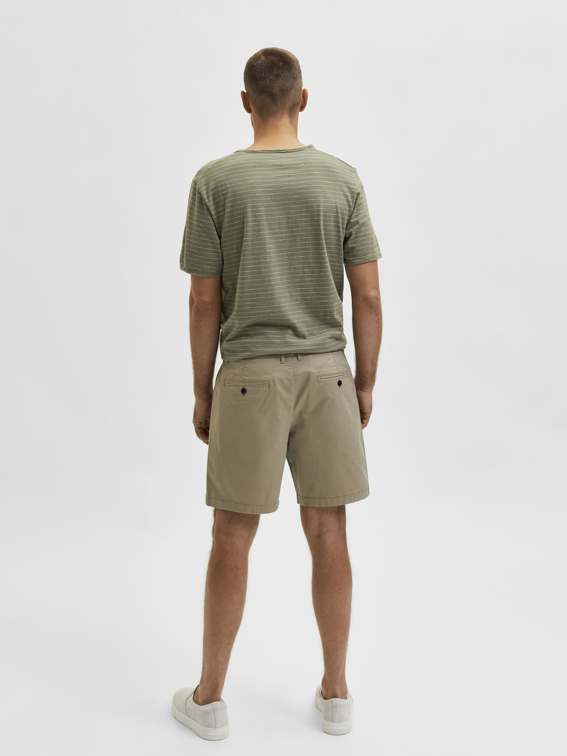 Beige Comfort Fit Chino Shorts
