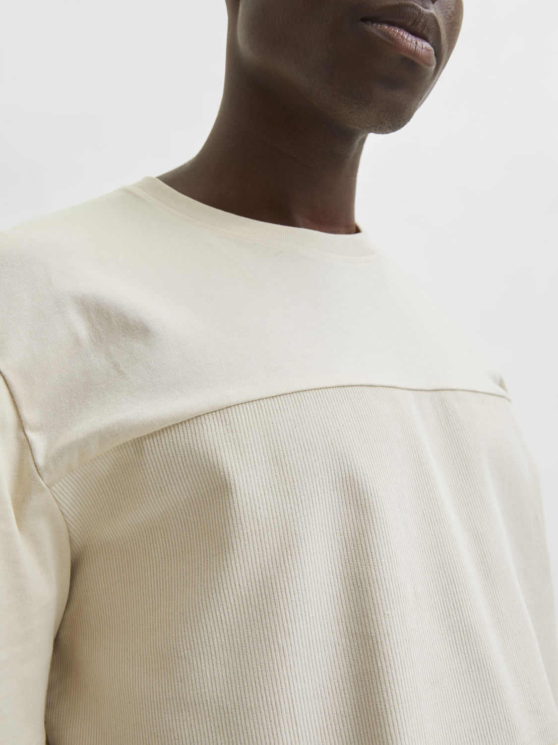 Beige Organic Cotton Crew Neck T-Shirt