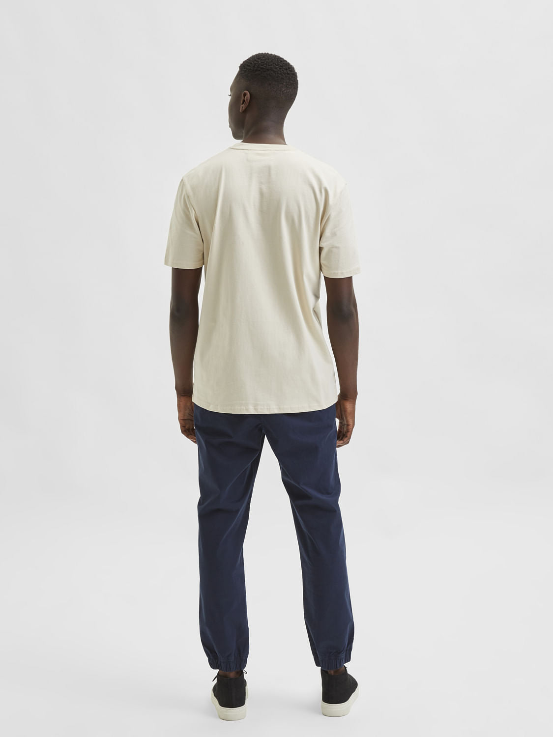 Beige Organic Cotton Crew Neck T-Shirt