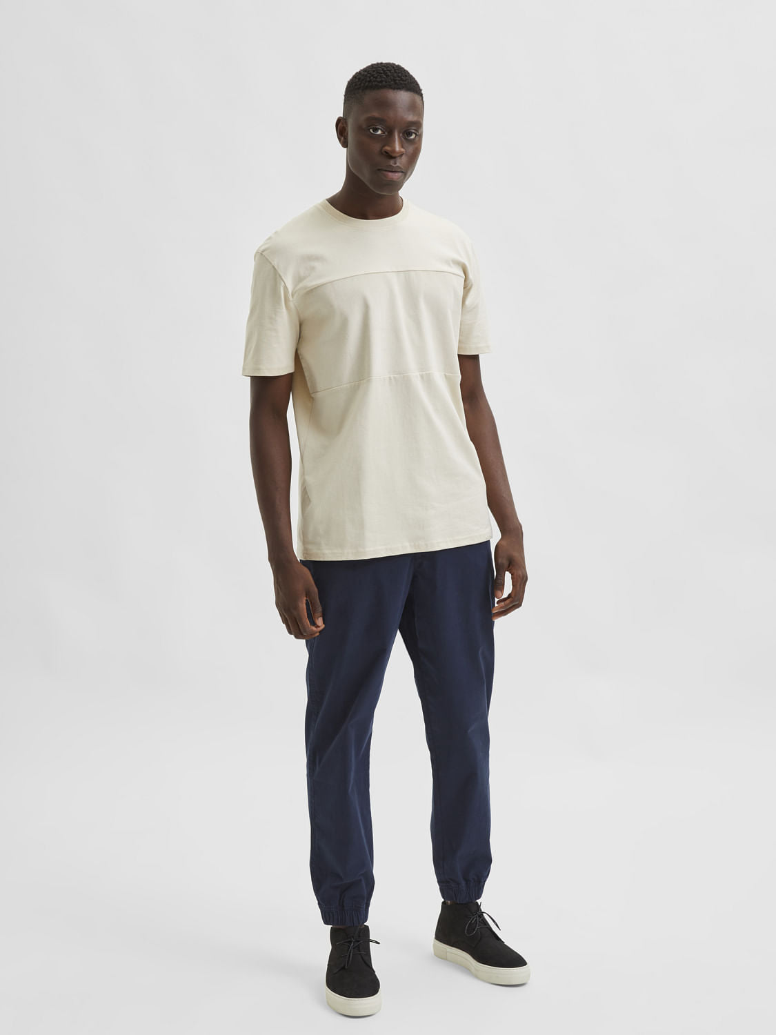 Beige Organic Cotton Crew Neck T-Shirt