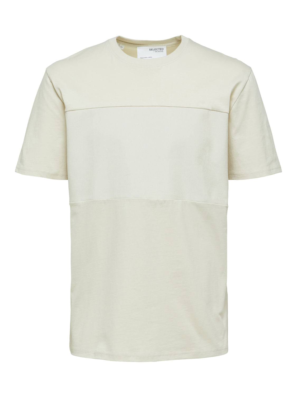 Beige Organic Cotton Crew Neck T-Shirt