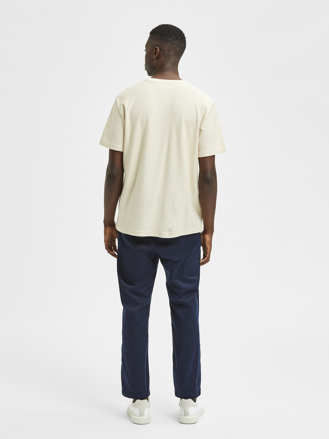 Beige Logo Print Crew Neck T-Shirt