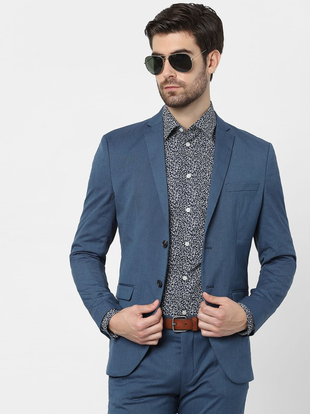 Dark Blue Printed Organic Cotton Full Sleeves Shirt