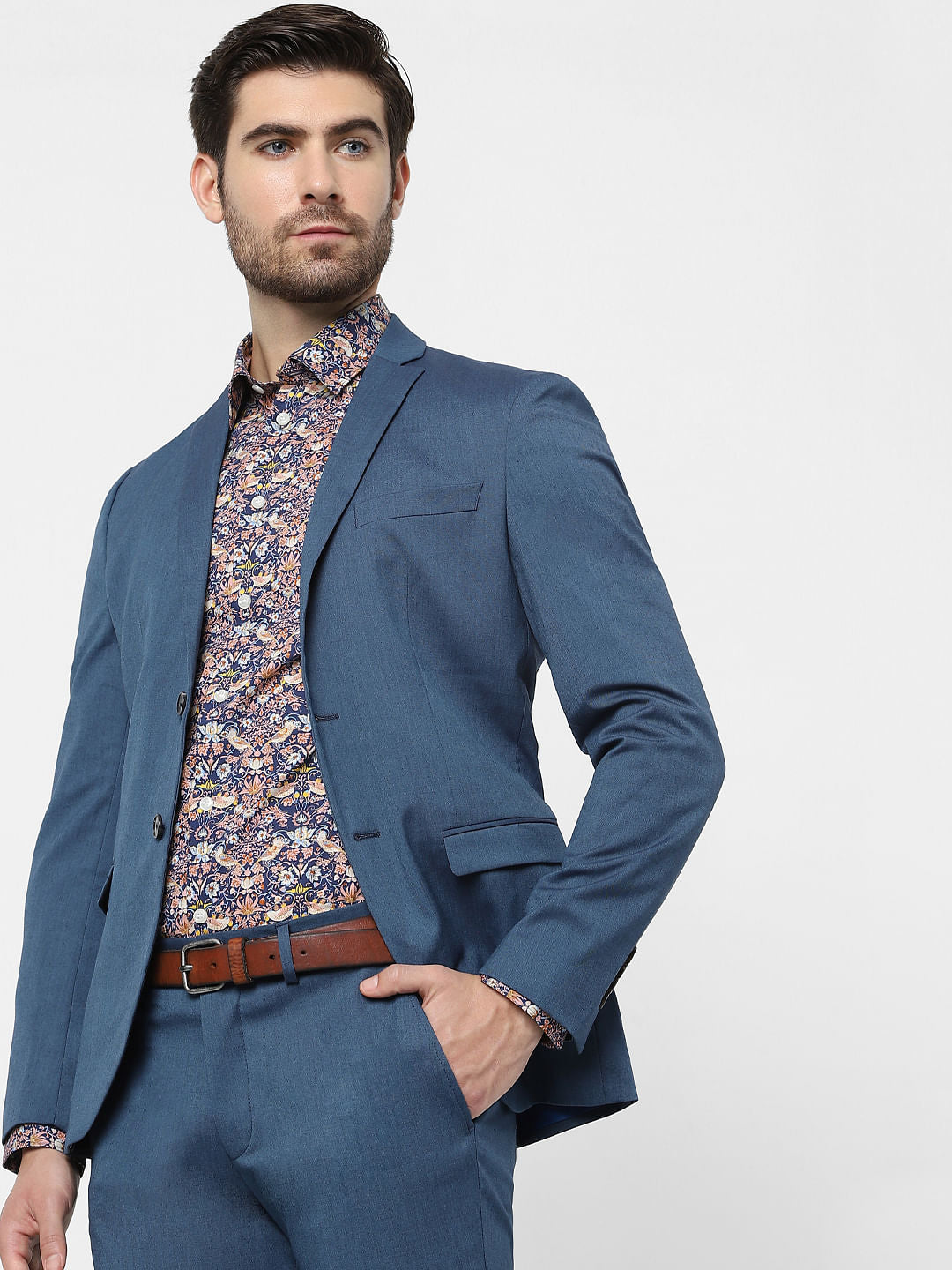 Dark Blue Printed Organic Cotton Full Sleeves Shirt