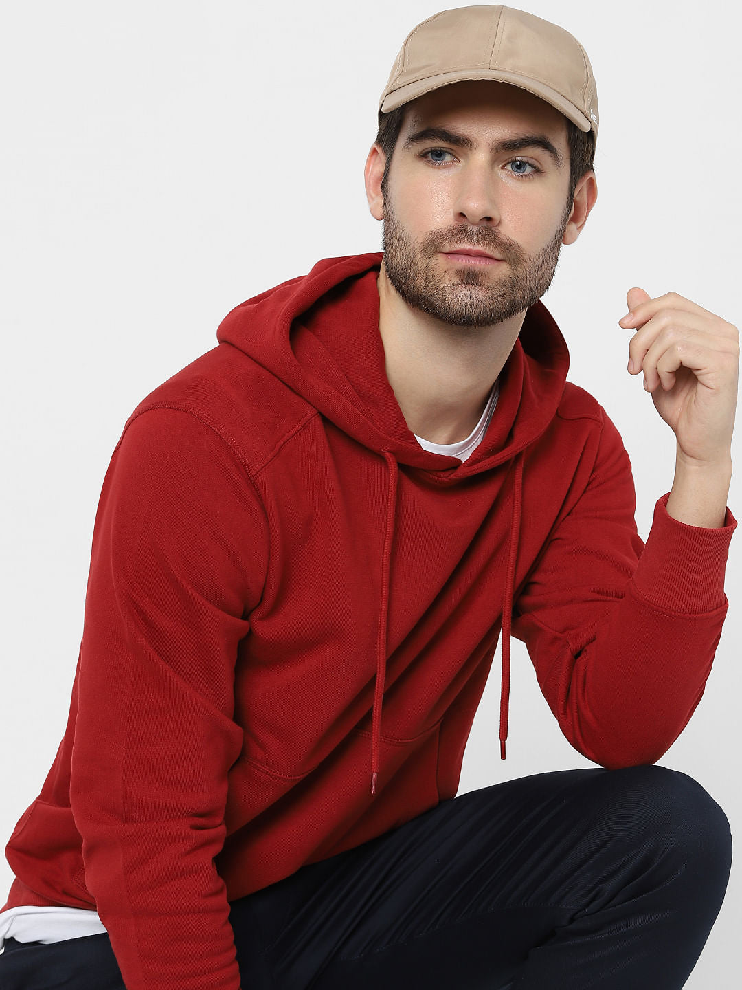 Red Organic Cotton Hooded Sweatshirt