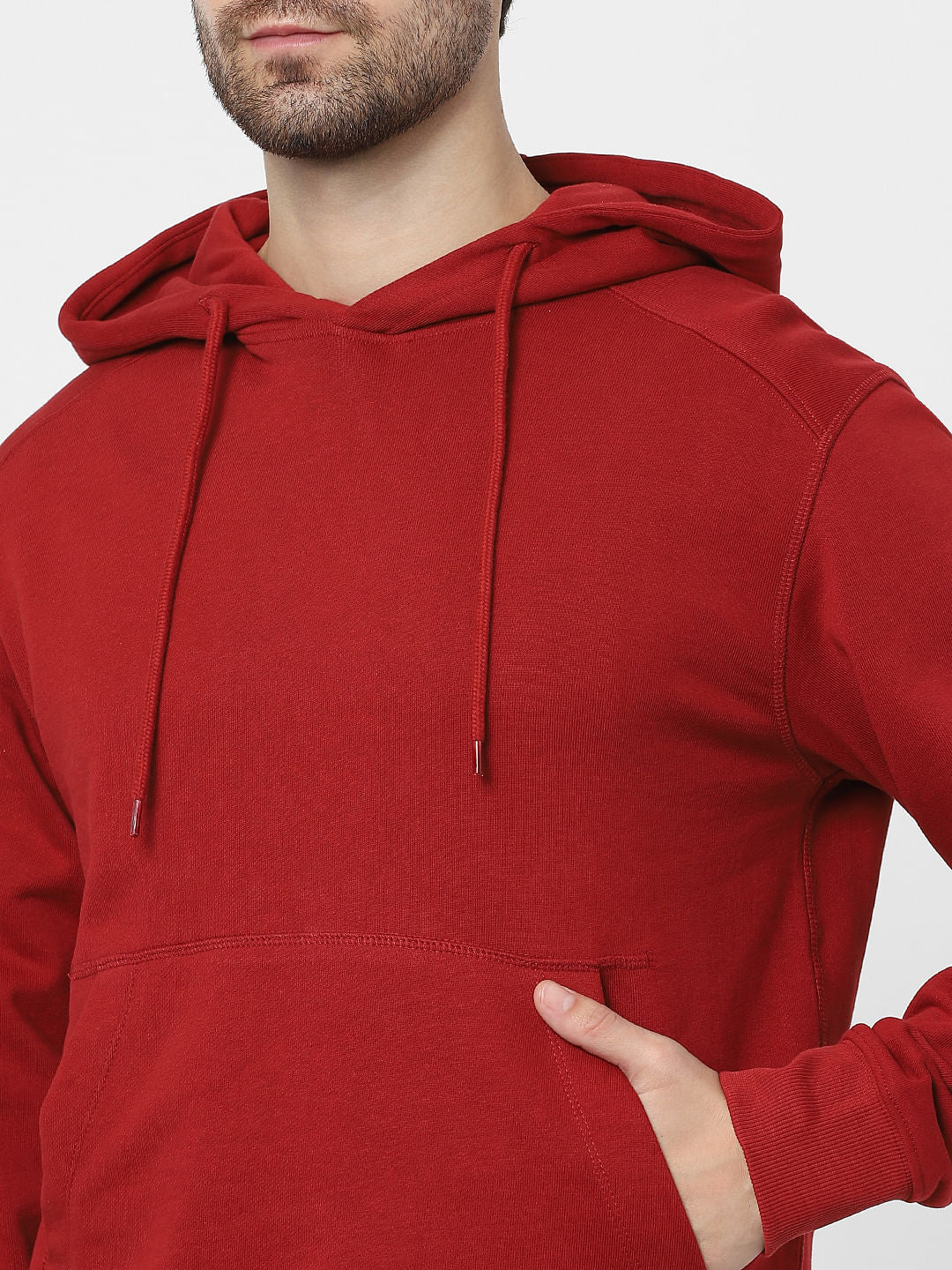 Red Organic Cotton Hooded Sweatshirt