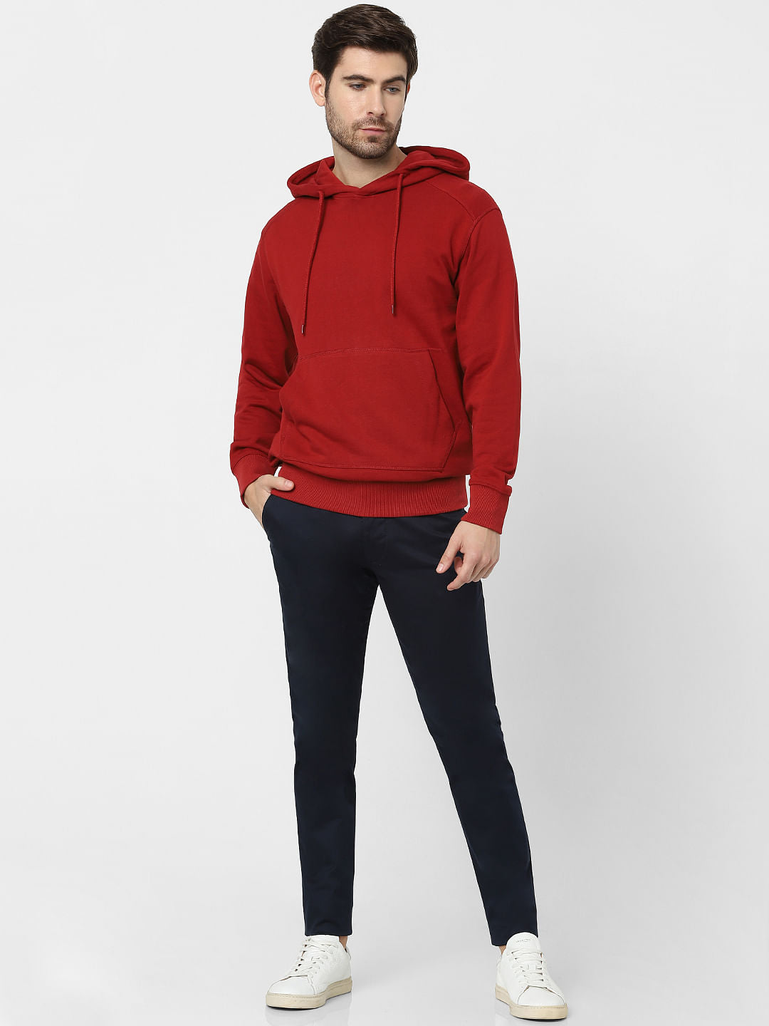 Red Organic Cotton Hooded Sweatshirt