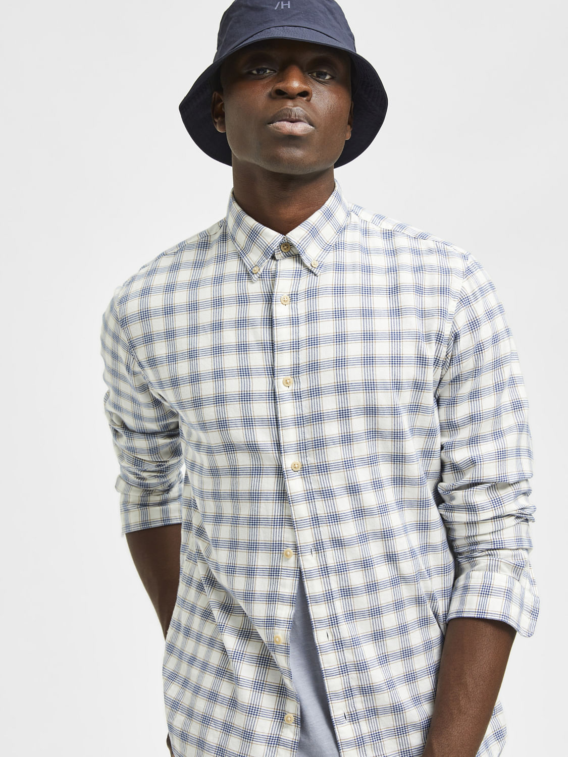 White Flannel Checked Full Sleeves Shirt