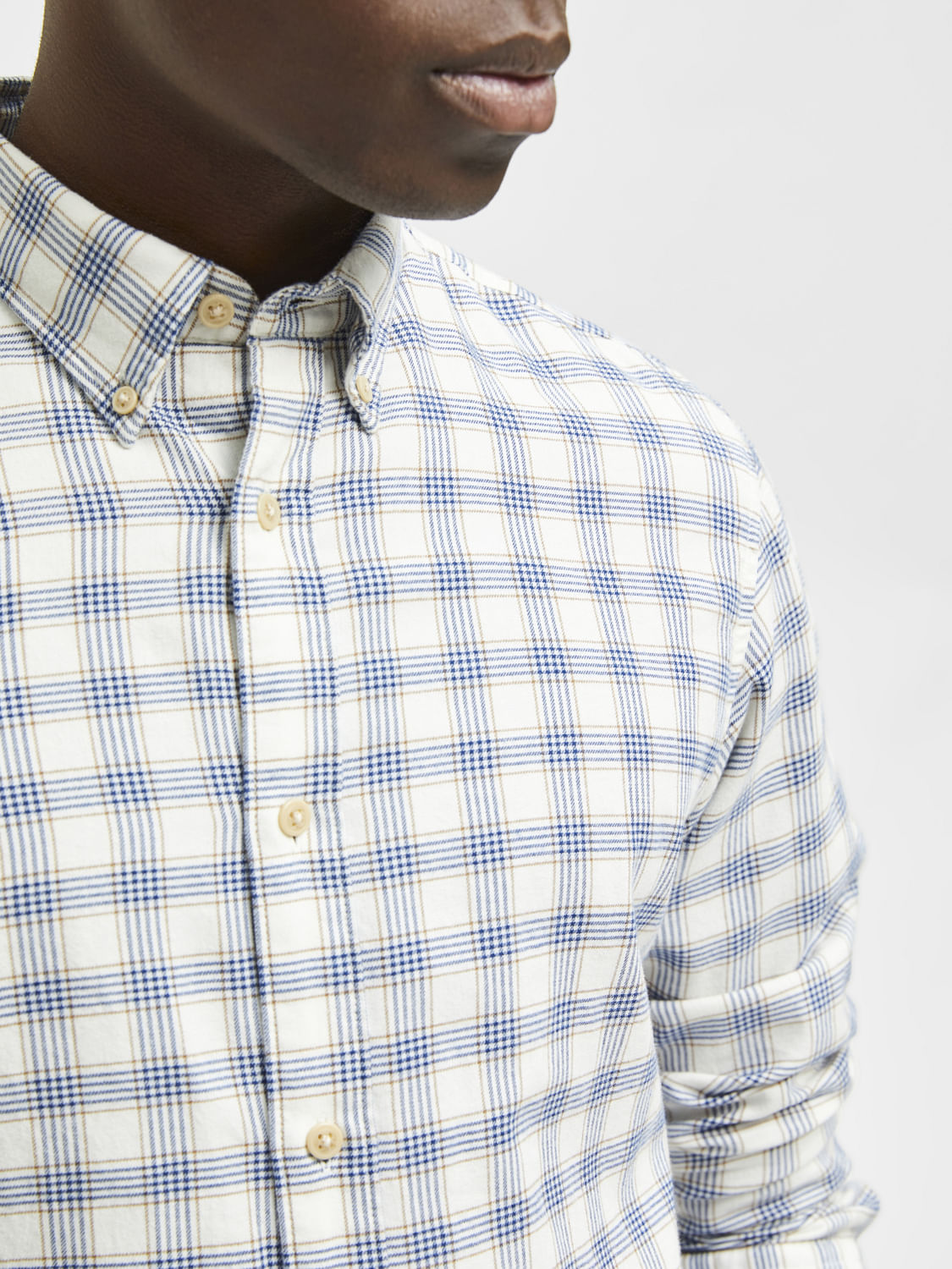 White Flannel Checked Full Sleeves Shirt