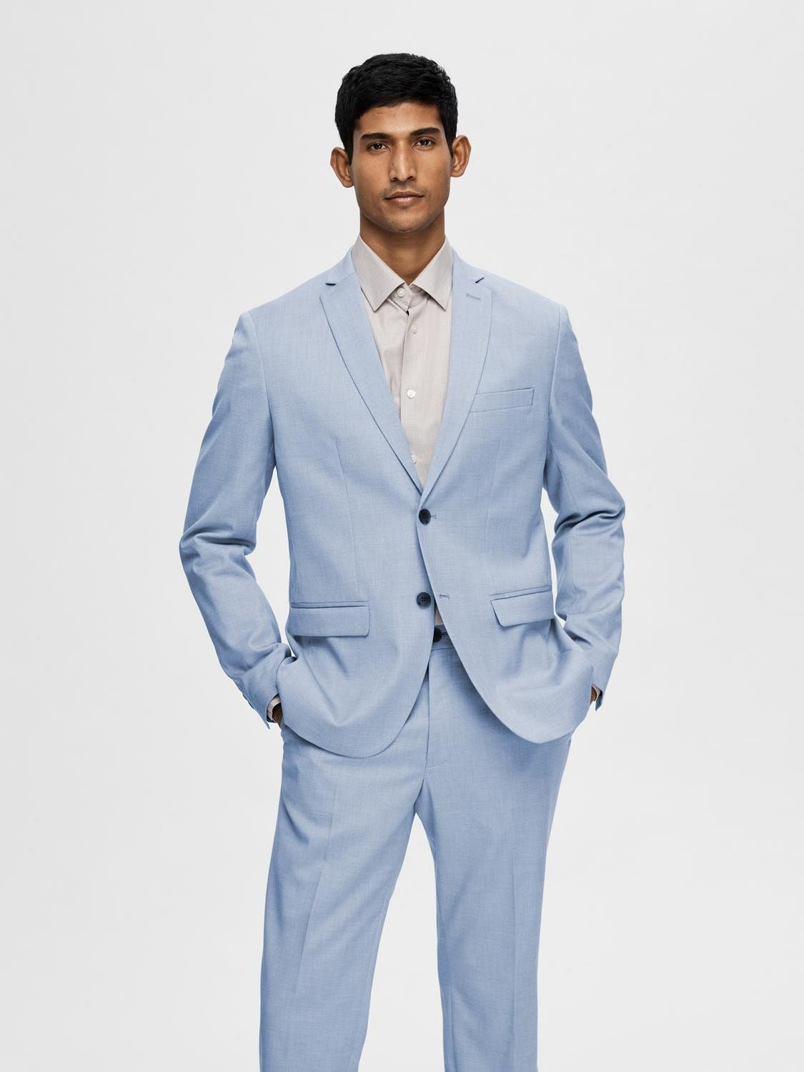 Blue Structured Suit-Set Blazer