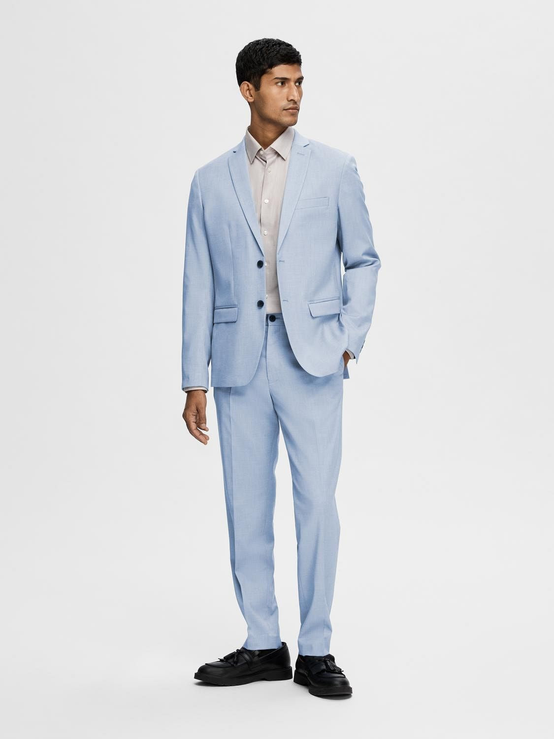 Blue Structured Suit-Set Blazer