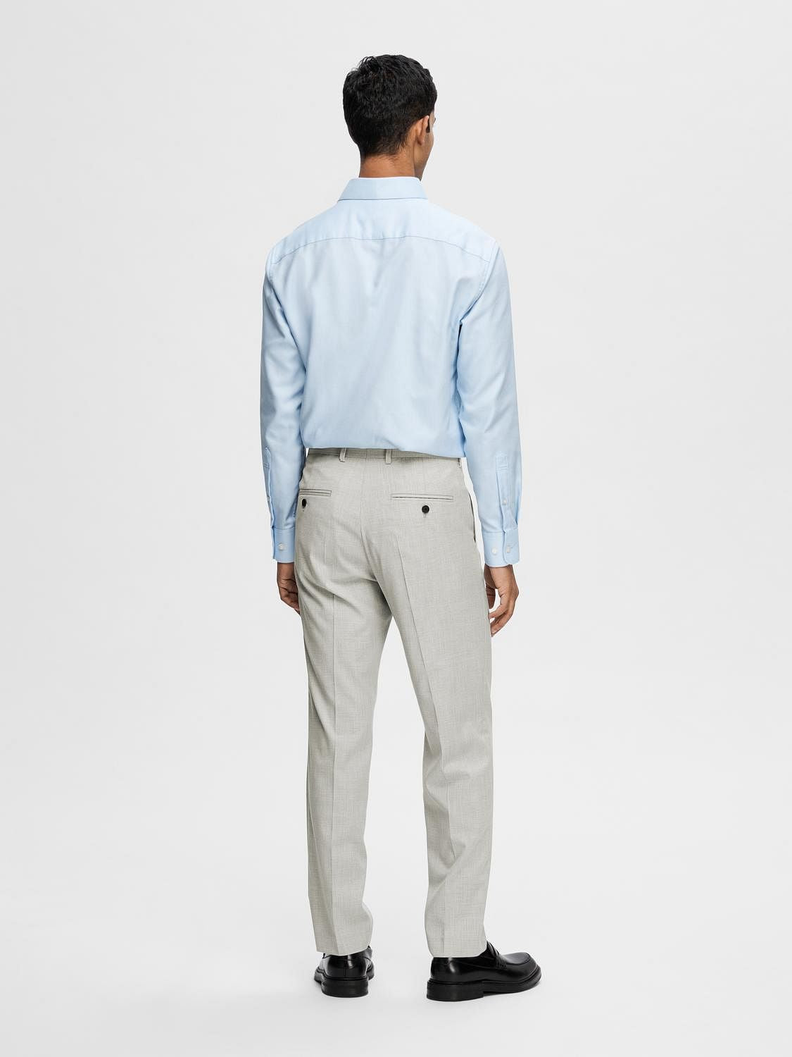 Grey Mid Rise Suit-Set Trousers