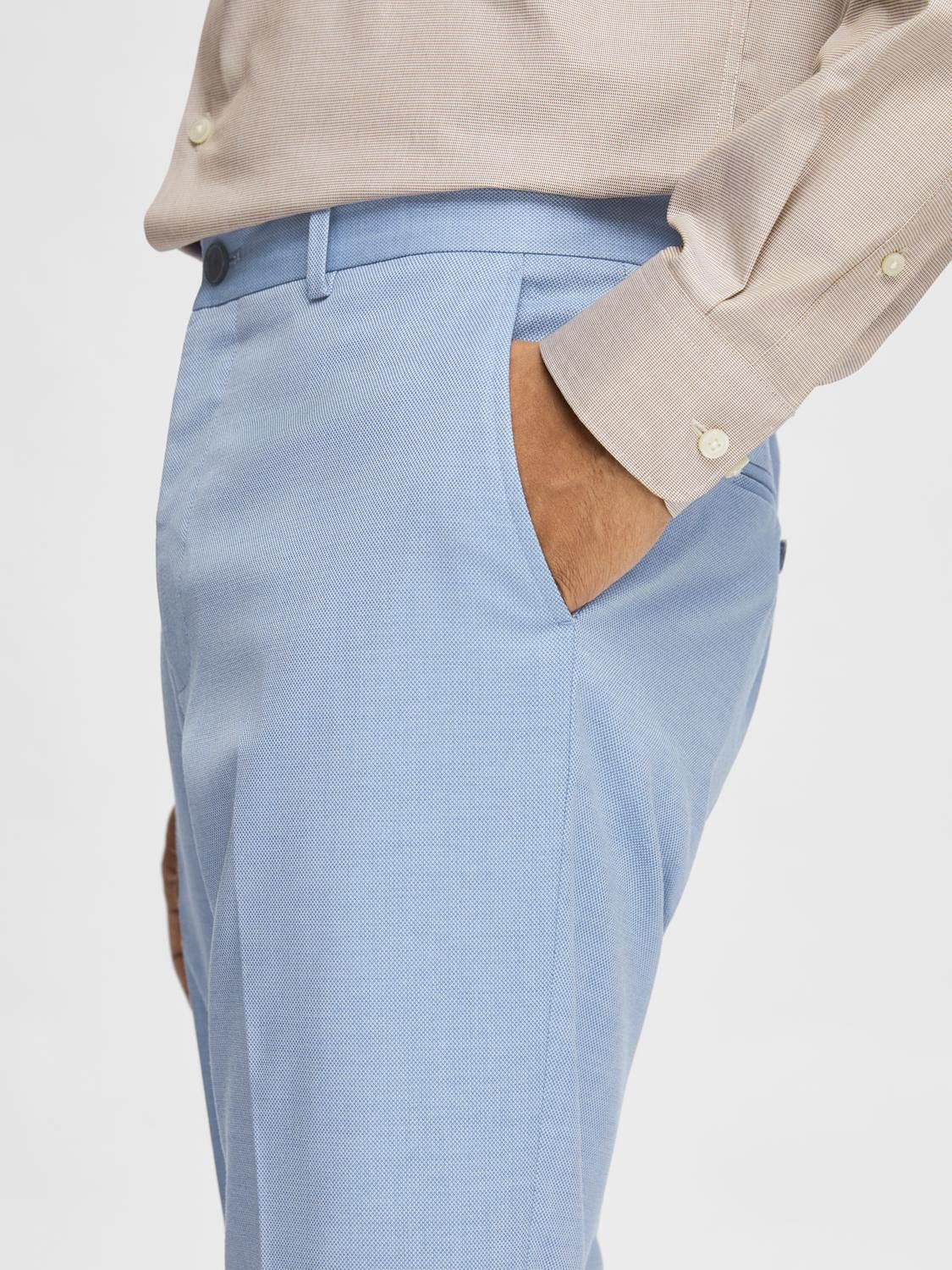 Blue Mid Rise Suit-Set Trousers