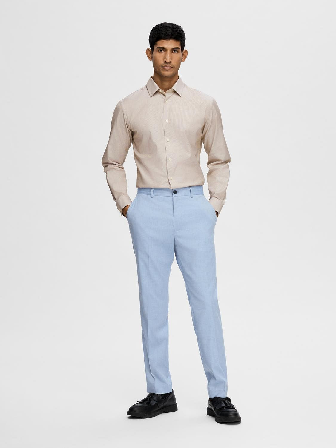 Blue Mid Rise Suit-Set Trousers