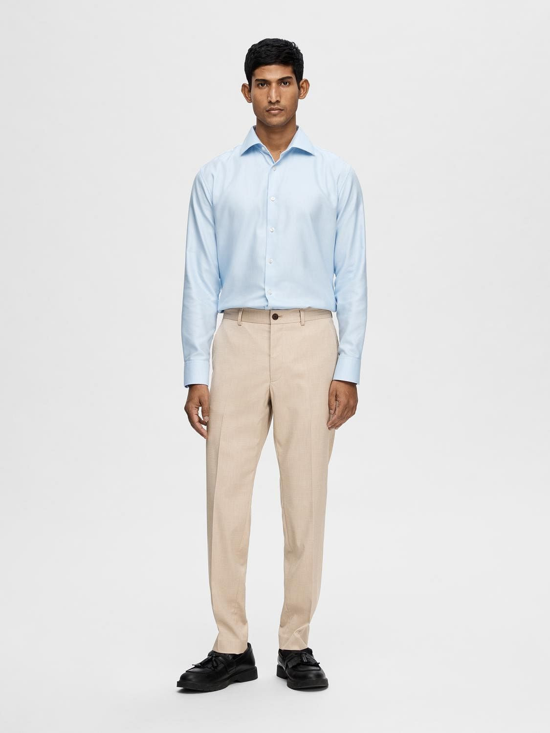 Beige Mid Rise Suit-Set Trousers