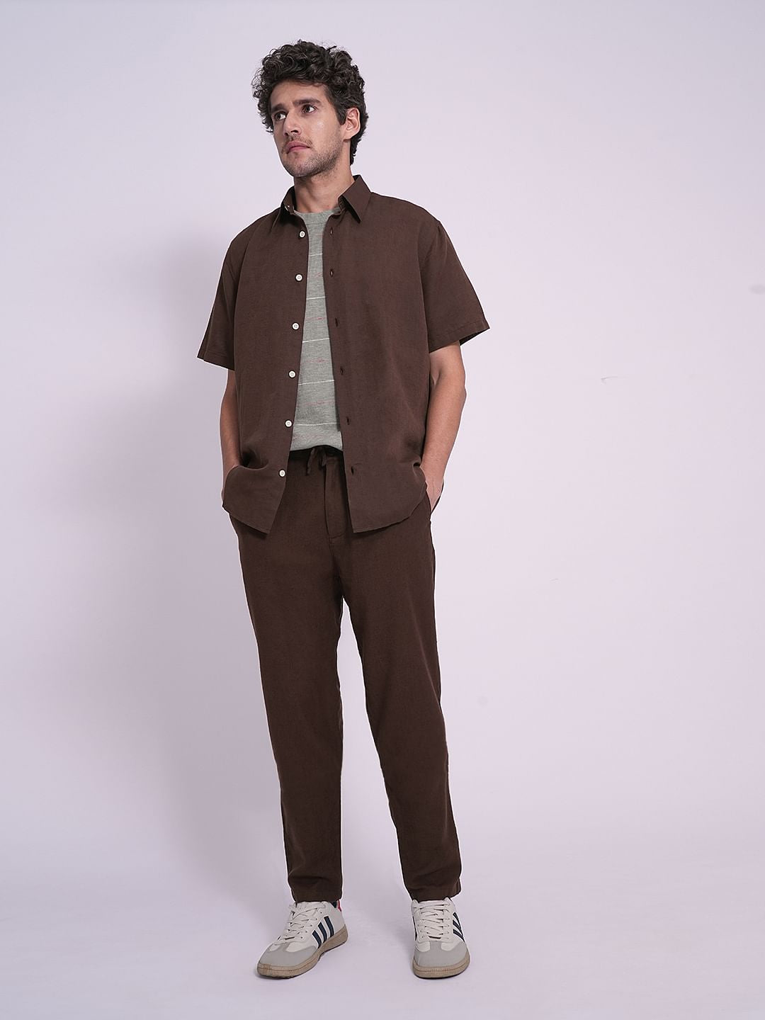Dark Brown Mid Rise Pants