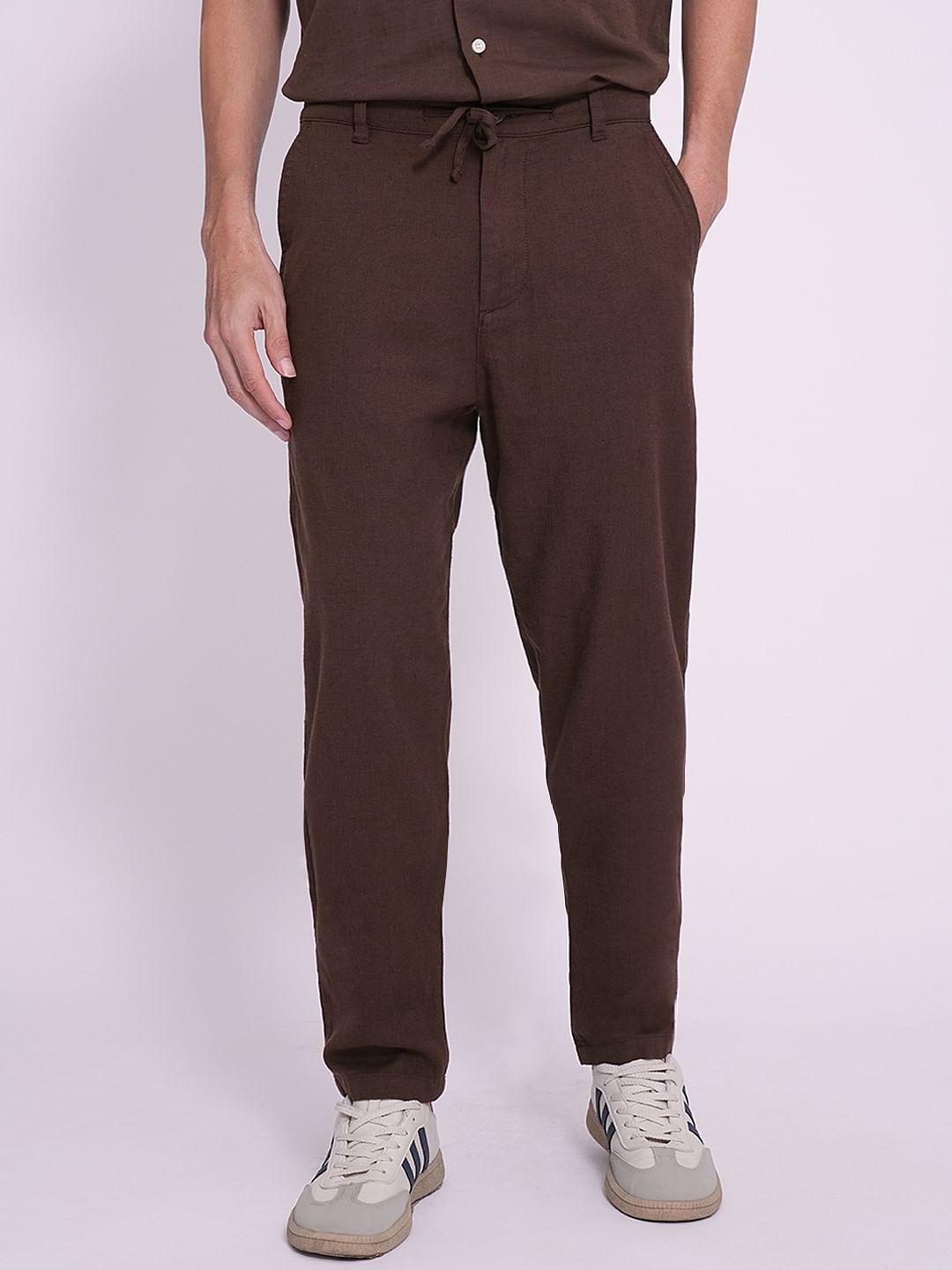 Dark Brown Mid Rise Pants