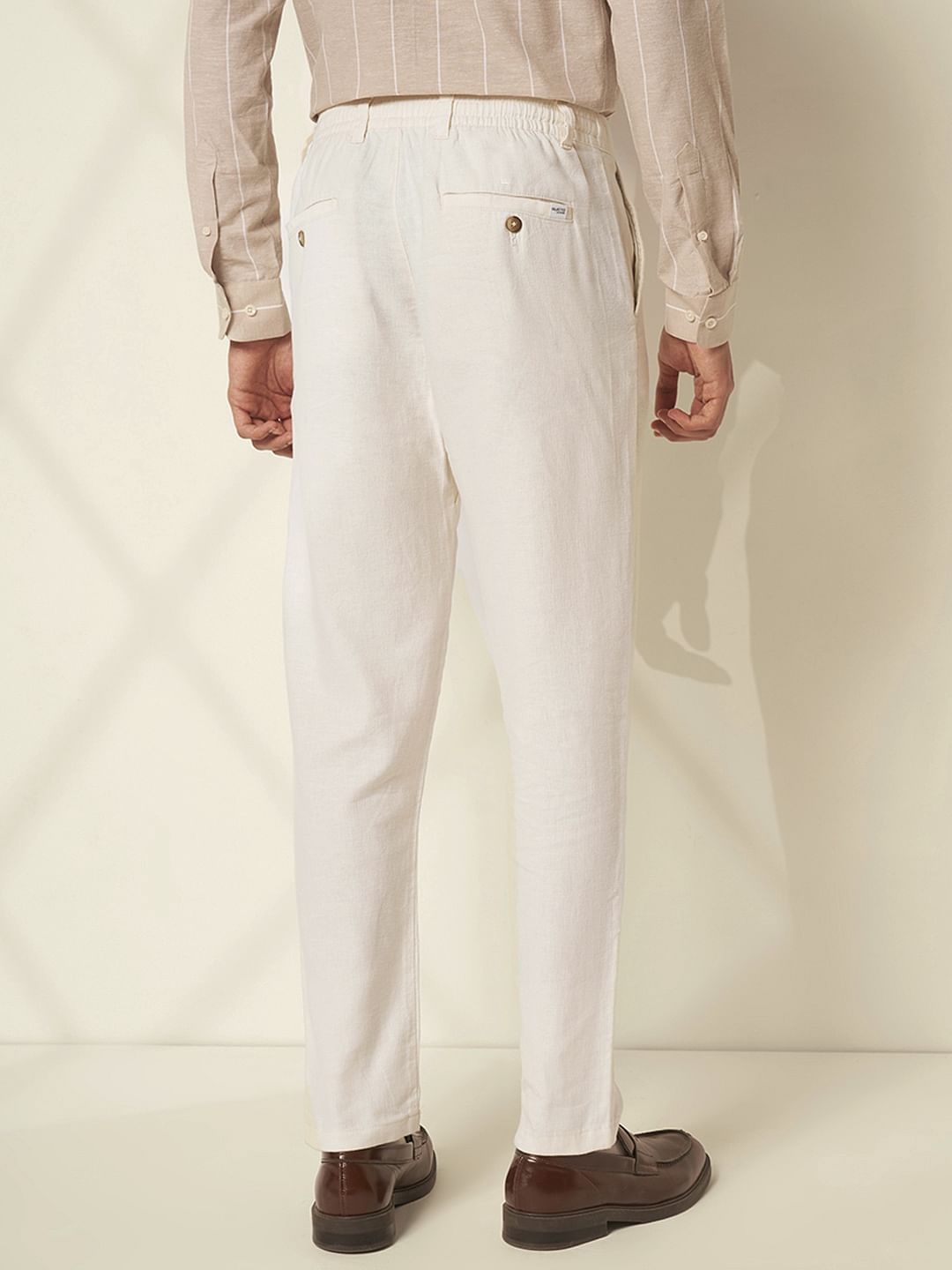 White Organic Cotton Slim Fit Pants