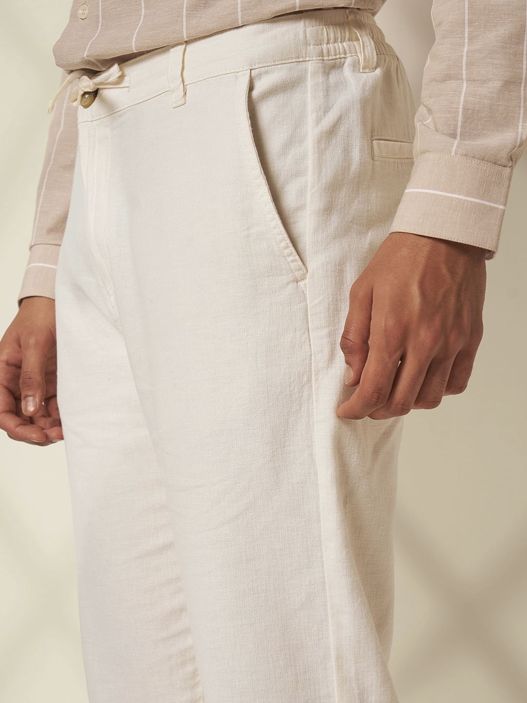 White Organic Cotton Slim Fit Pants