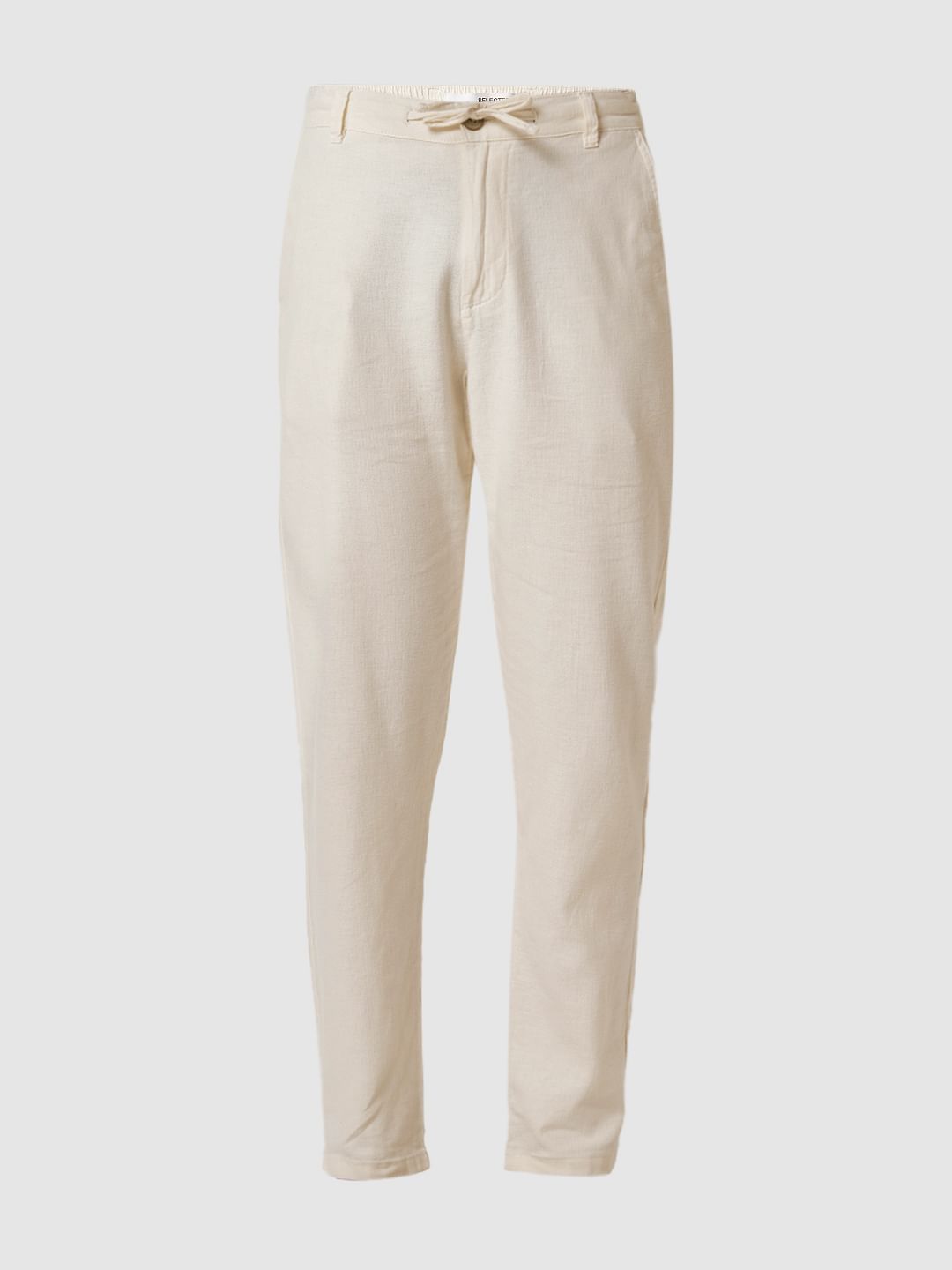 White Organic Cotton Slim Fit Pants