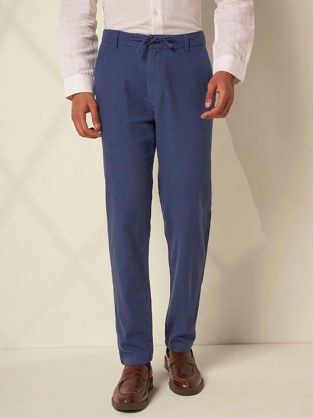 Buy Blue Organic Cotton Slim Fit Pants for Men Online