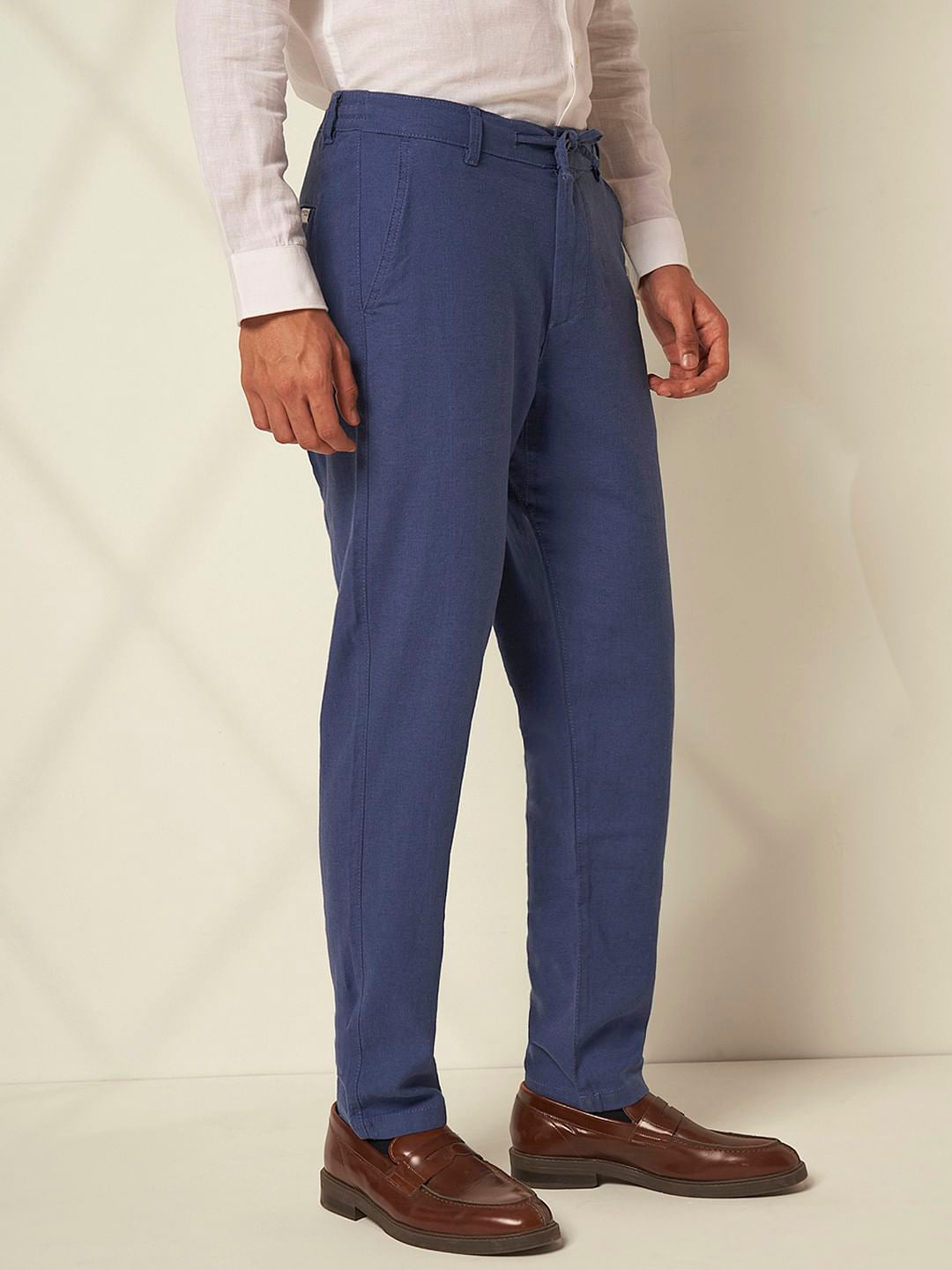Blue Organic Cotton Slim Fit Pants