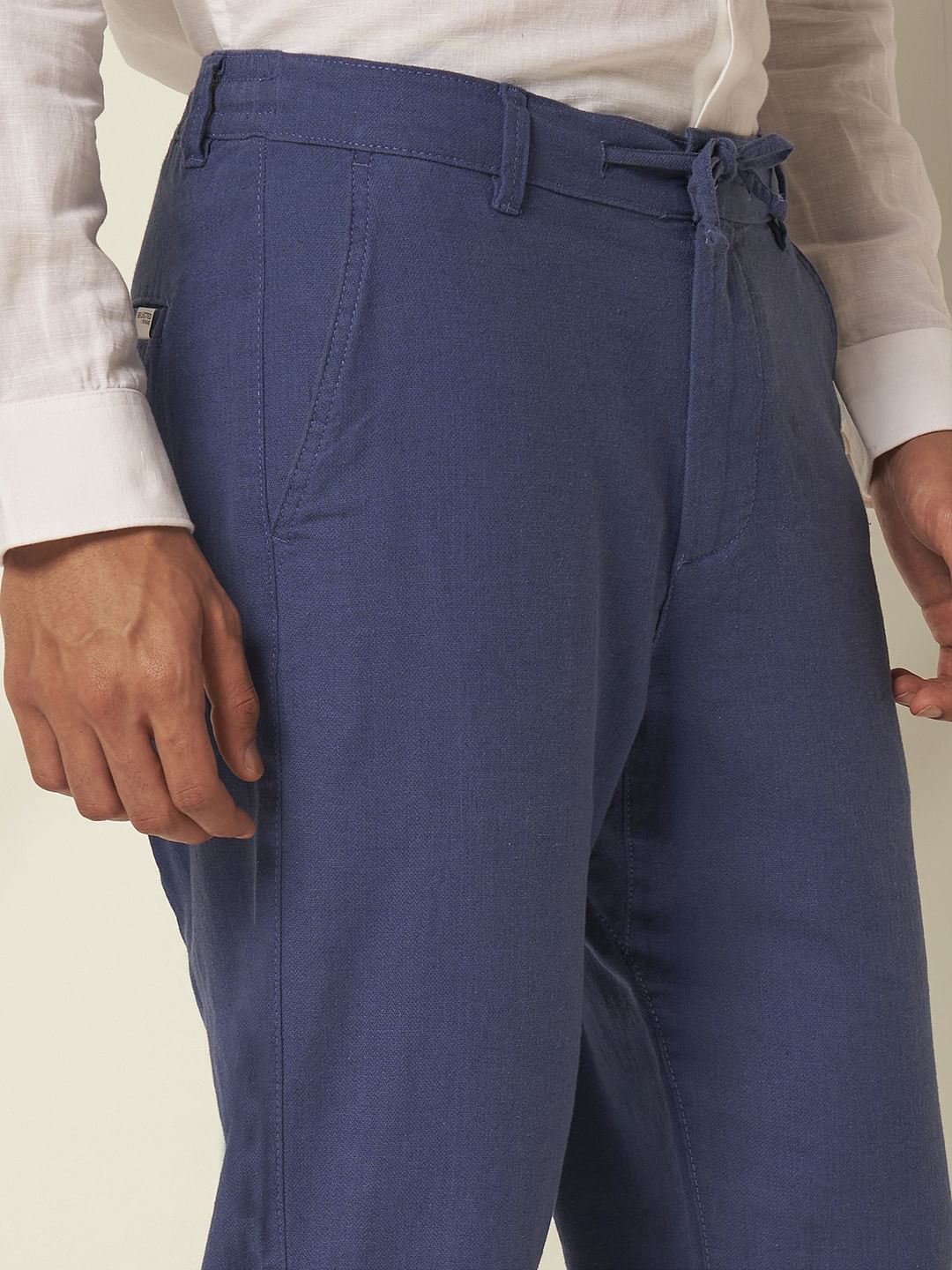Blue Organic Cotton Slim Fit Pants