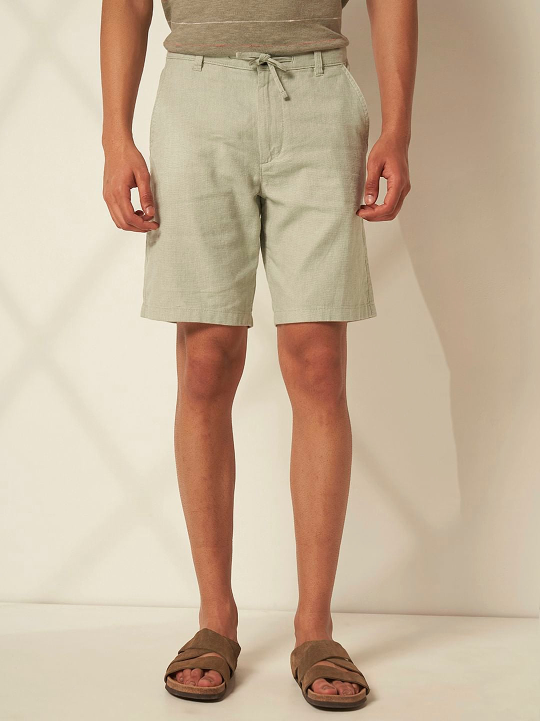 Green Organic Cotton Drawstring Shorts