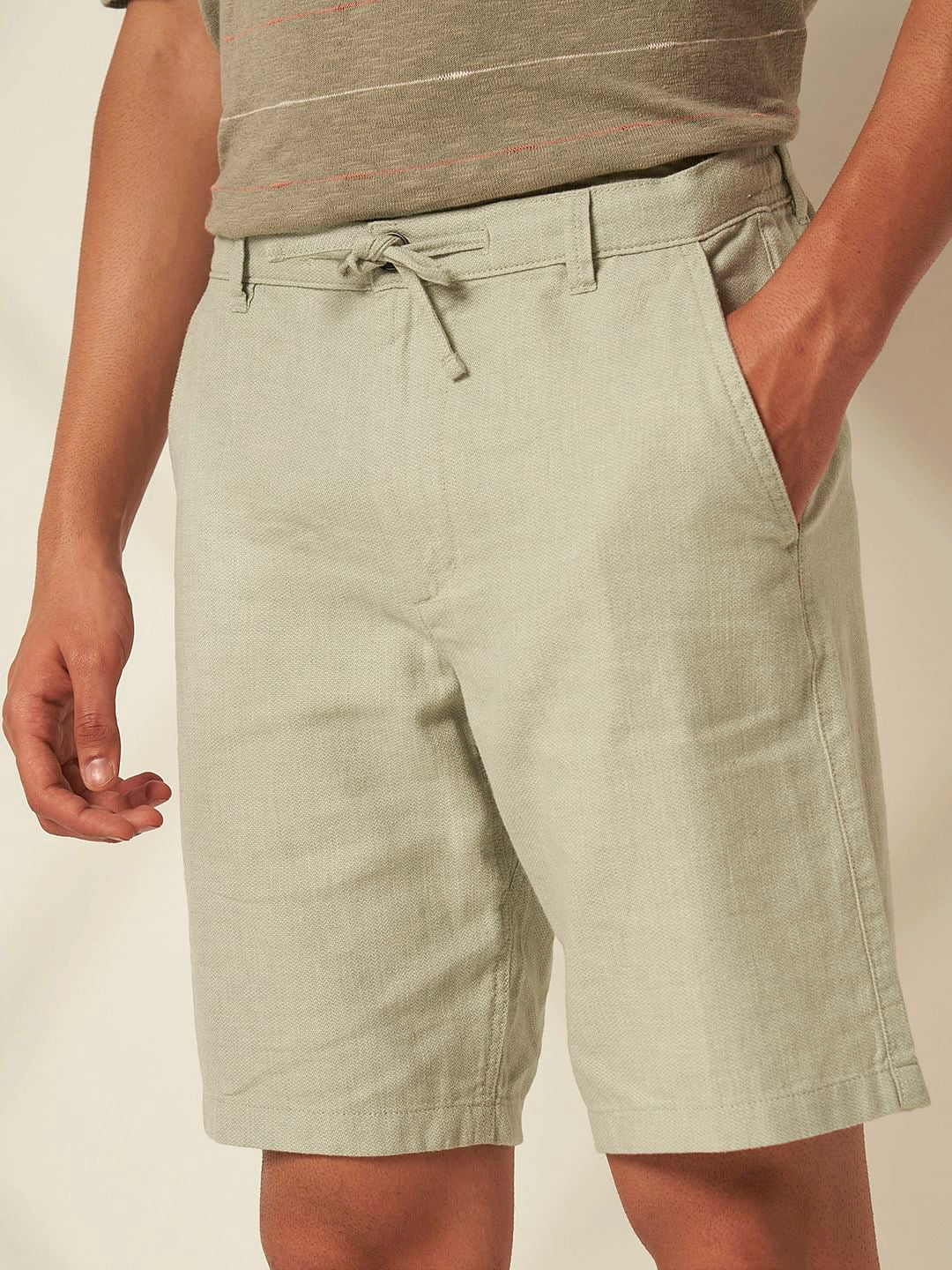 Green Organic Cotton Drawstring Shorts