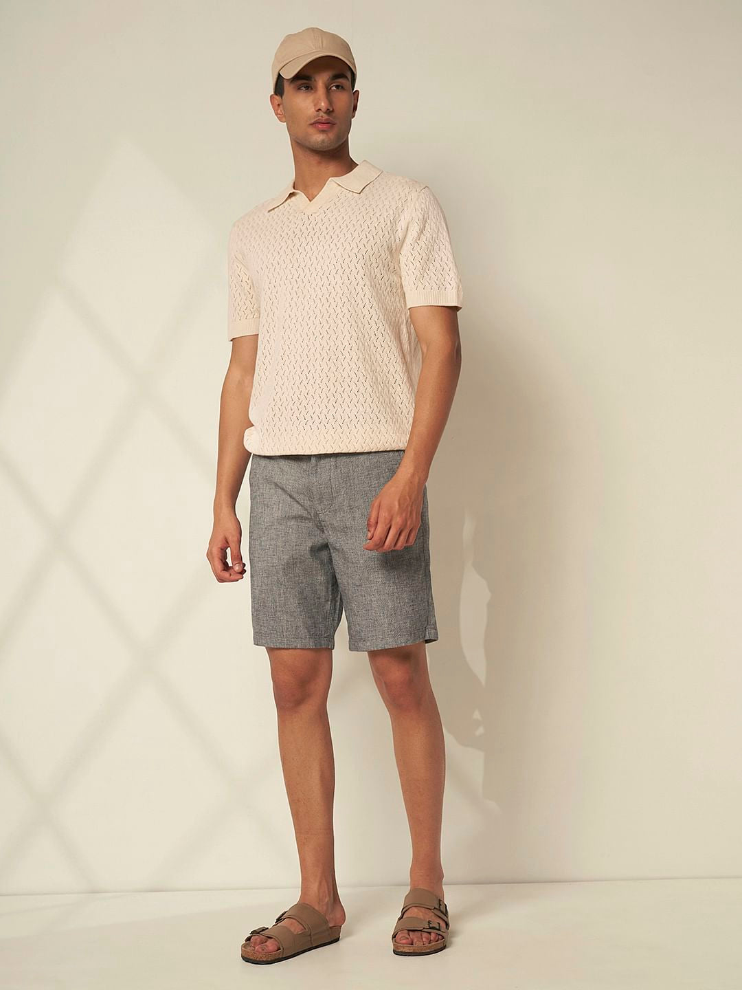 Blue Organic Cotton Drawstring Shorts