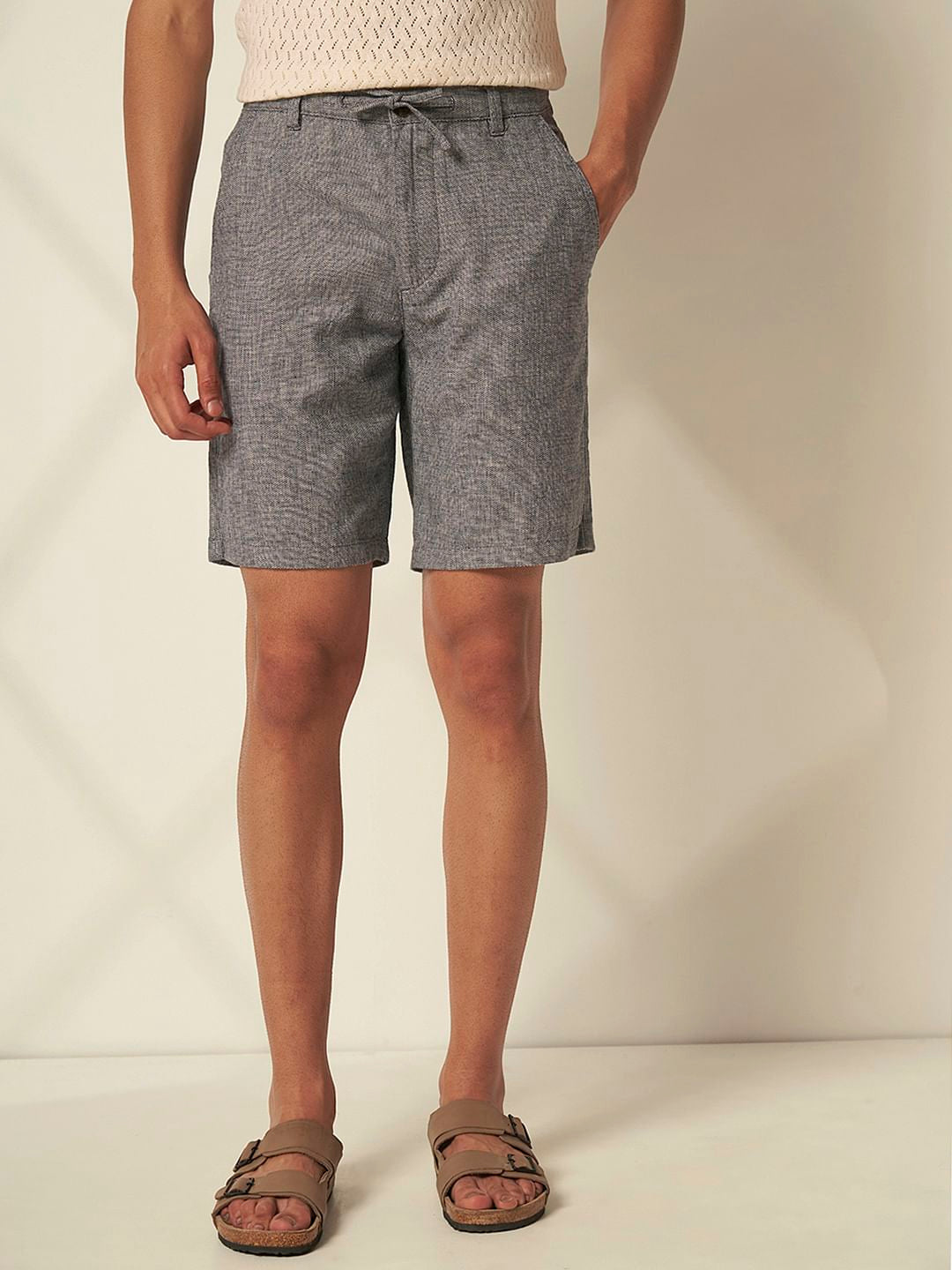 Blue Organic Cotton Drawstring Shorts