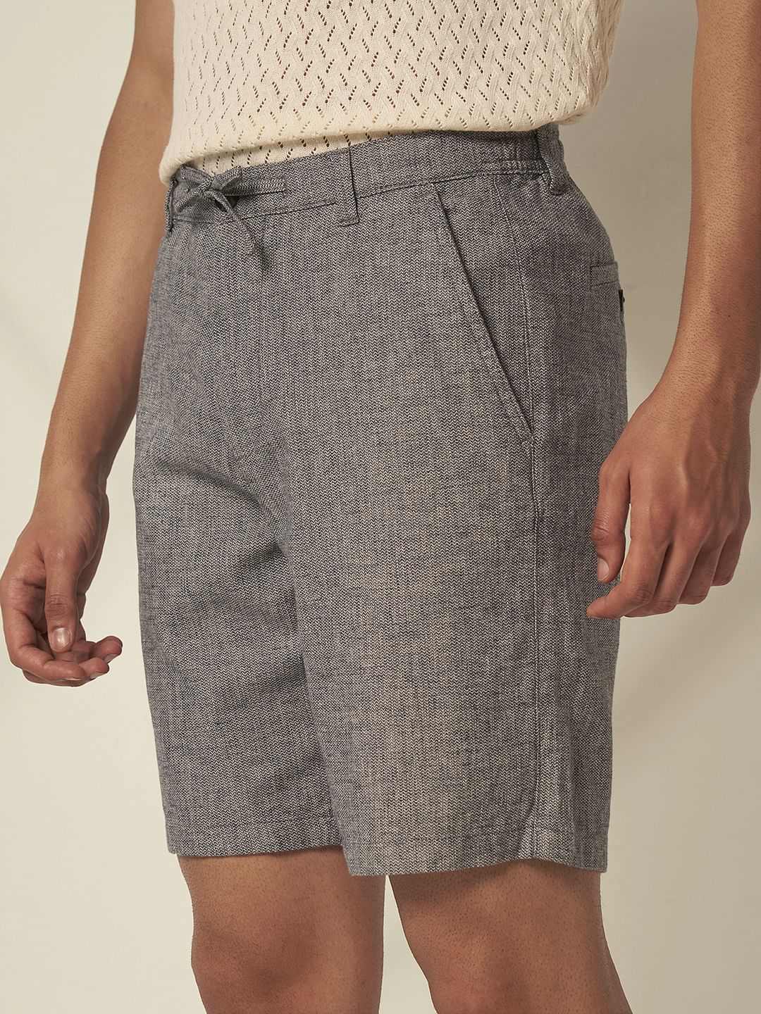 Blue Organic Cotton Drawstring Shorts